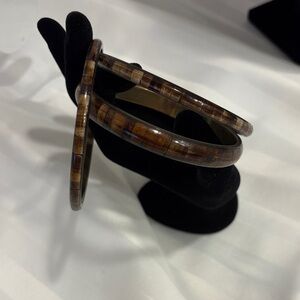 Elegant Brown Wood Bangle Set